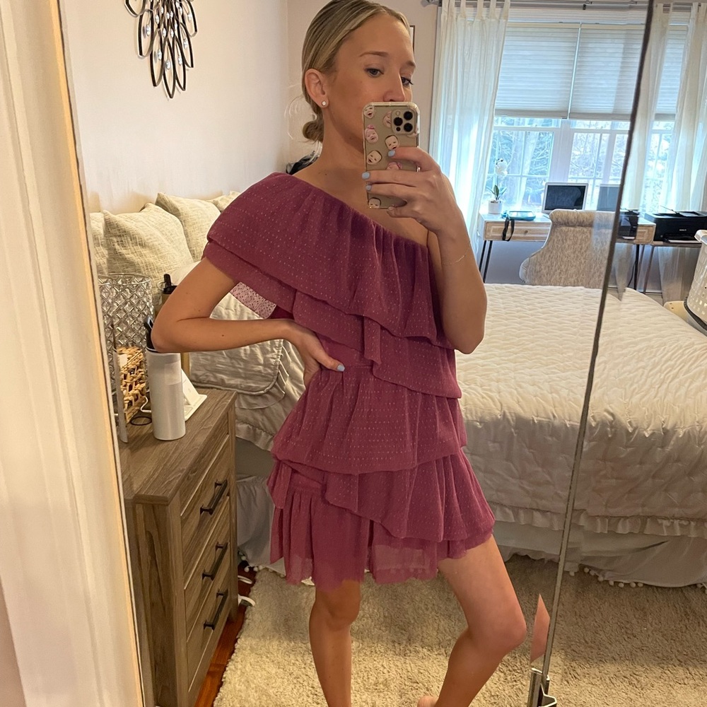 Purple ruffle dress-Worn once!